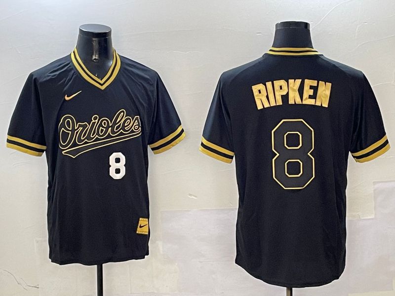 Men Baltimore Orioles #8 Ripken Black Gold Game 2025 Nike MLB Jersey style 2